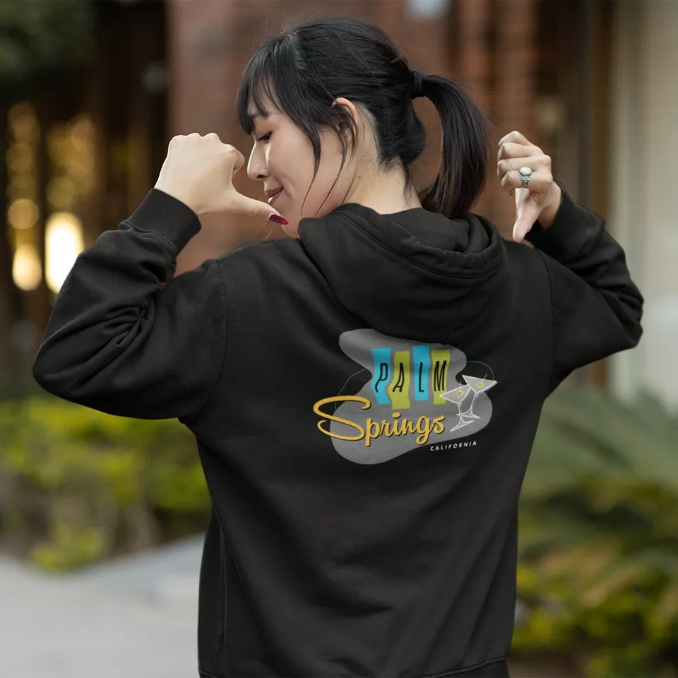 Palm Springs Martini Design Zip-Up Hoodie - Black