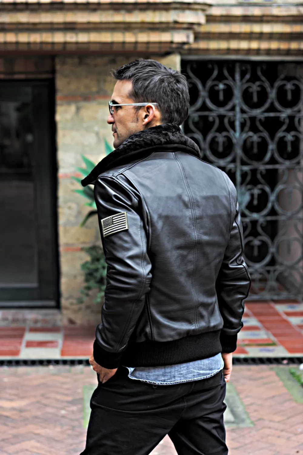 PILOT US Leather Jacket - Black - Shearling