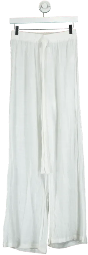 PrettyLittleThing White Wide-Leg Trousers UK 10