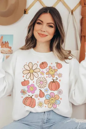 SMILEY PUMPKIN DAISY SWEATSHIRT PLUS SIZE