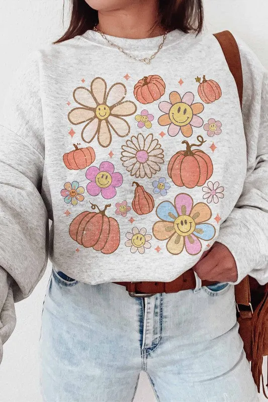 SMILEY PUMPKIN DAISY SWEATSHIRT PLUS SIZE