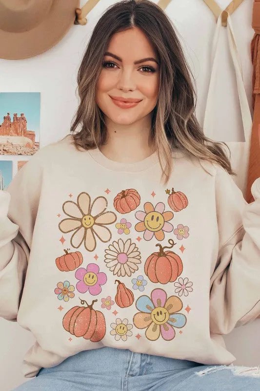 SMILEY PUMPKIN DAISY SWEATSHIRT PLUS SIZE