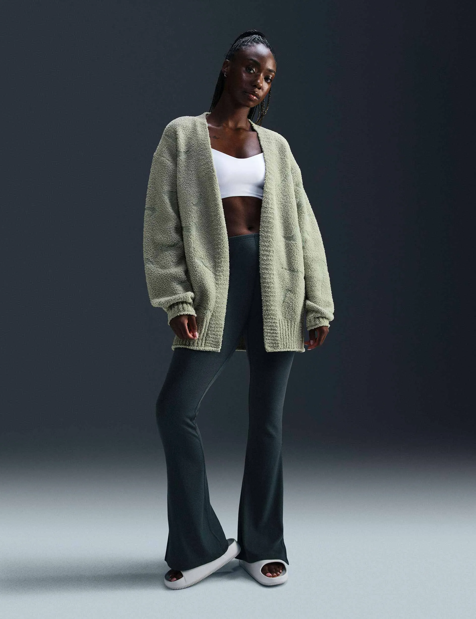 Sportswear Phoenix Cozy Bouclé Oversized Knit Cardigan - Jade Horizon