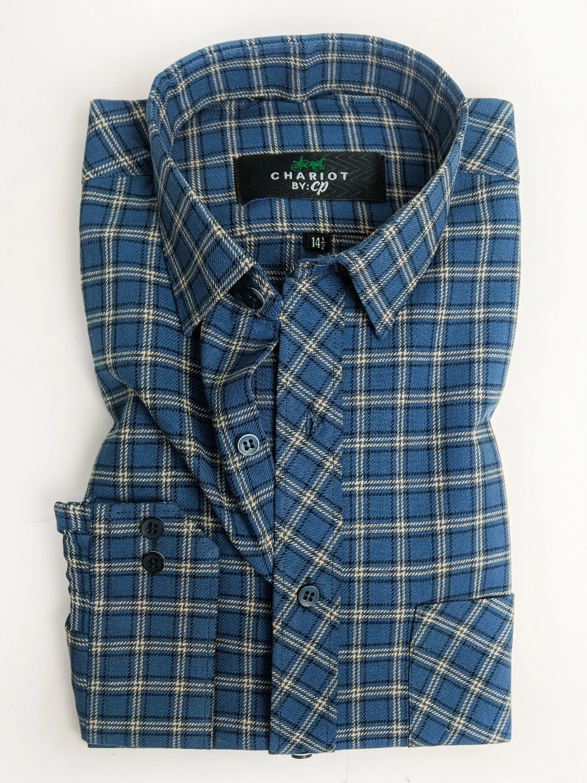 Teal Blue Checks Formal Dress Shirt For Men AN MFS104