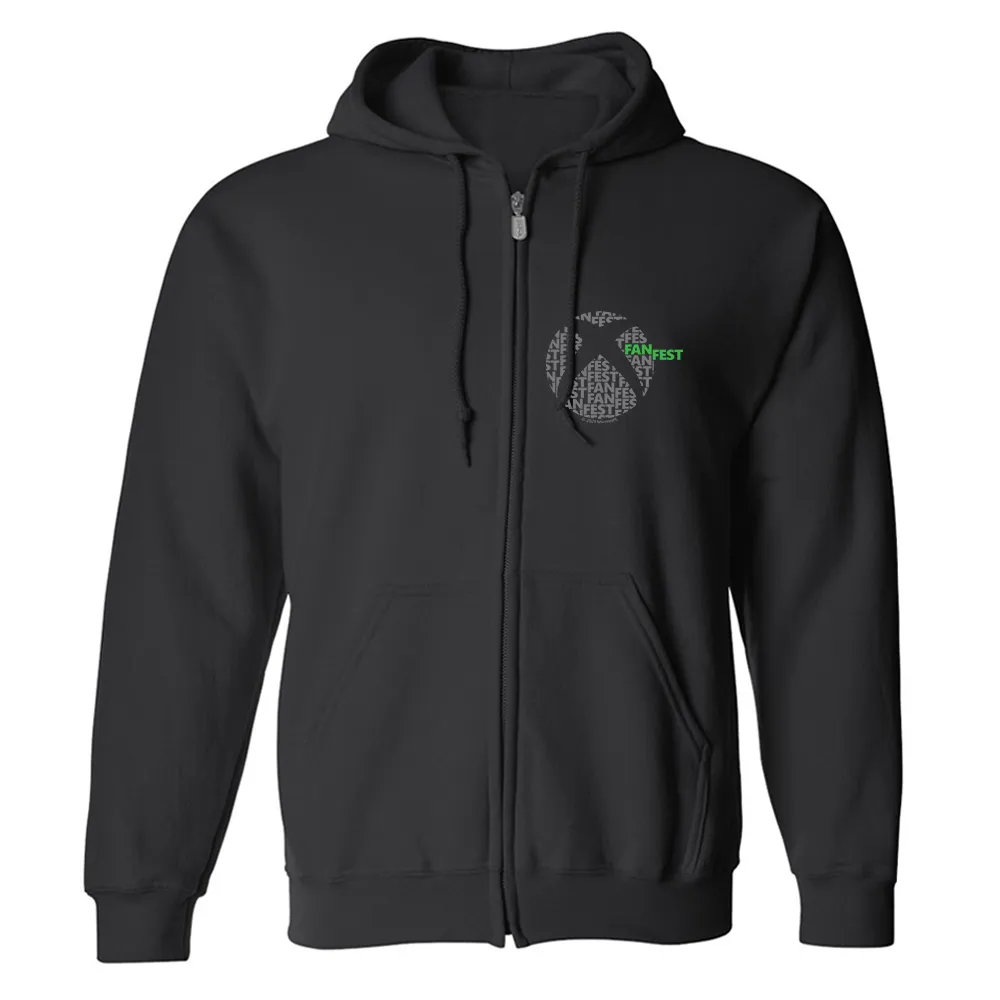 Xbox FanFest Personalized Wordmark Sphere Black Zip-Up Hoodie