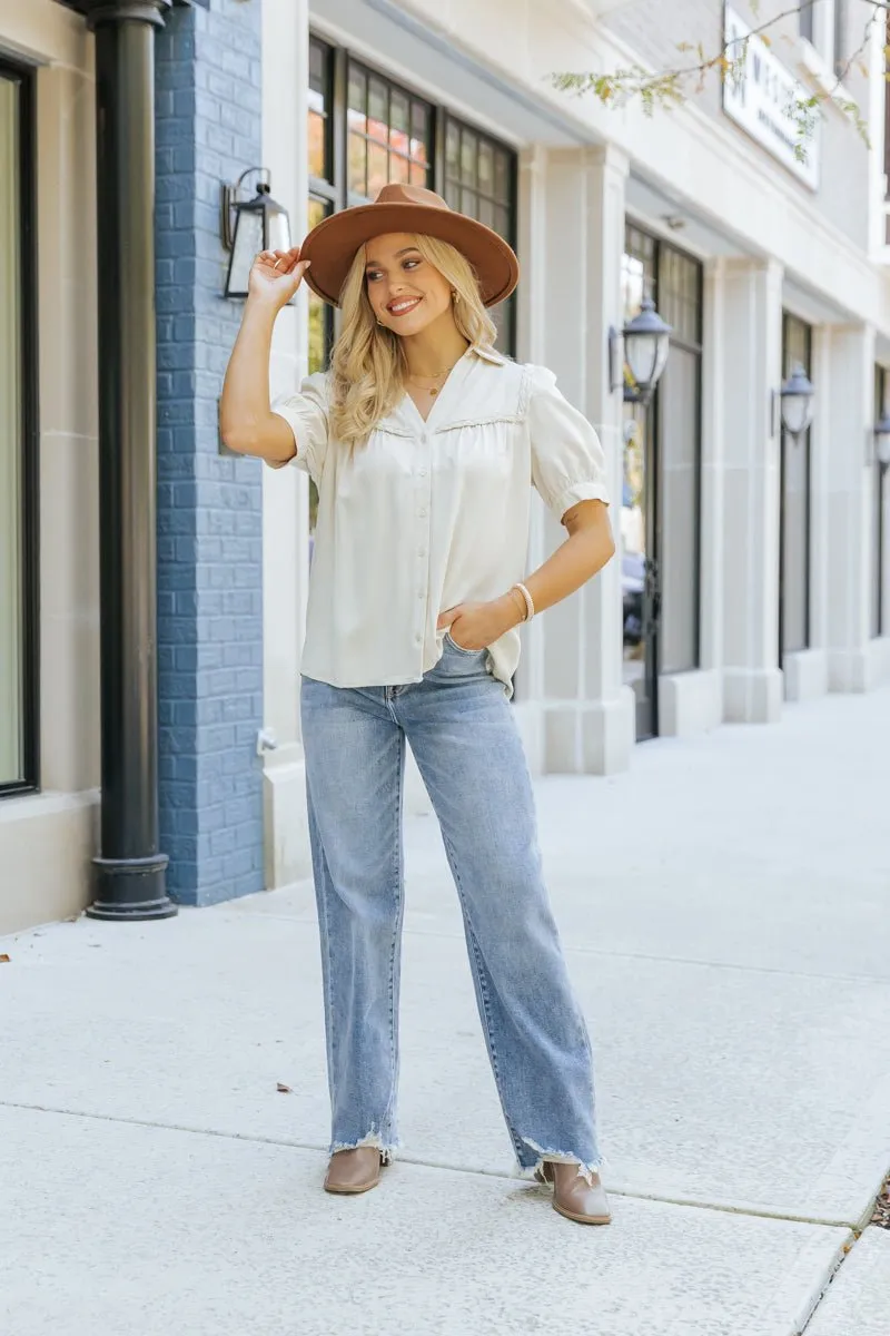 Yours To Cherish Braided Button Down Top - DOORBUSTER